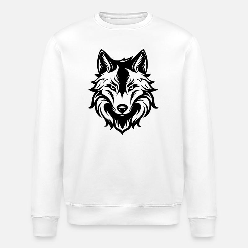 Majestätisches Wolf-Silhouetten-Design - Stanley/Stella Unisex Bio-Sweatshirt ROLLER - Weiß