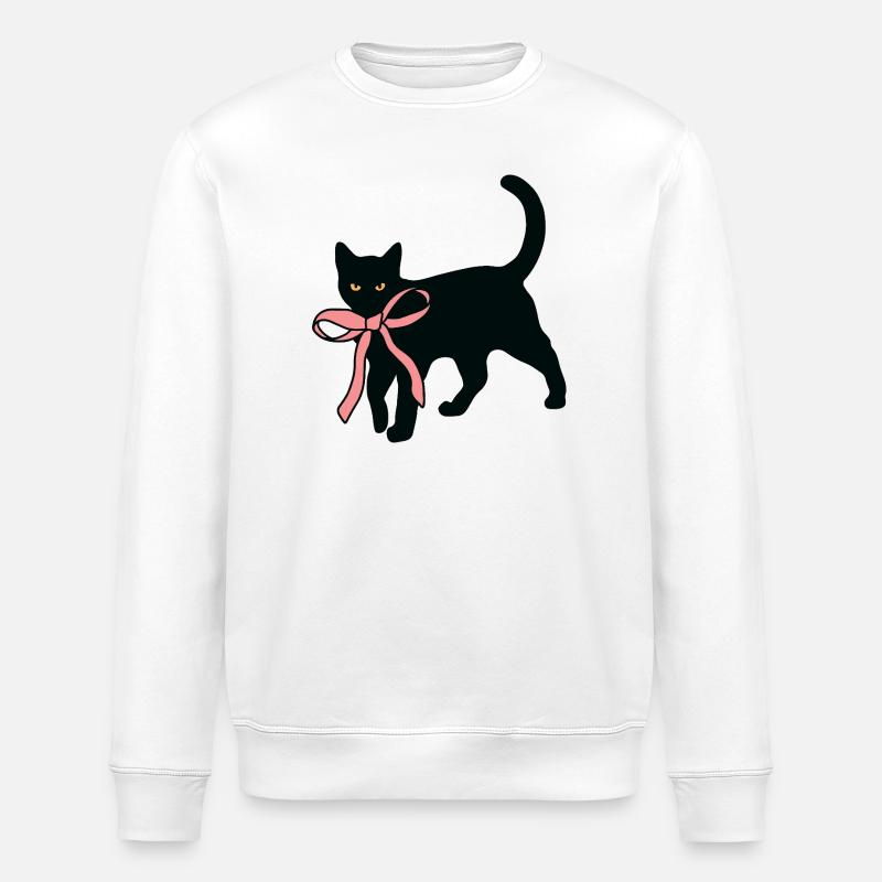 Chat noir avec nœud papillon - Sweat bio ROLLER Stanley/Stella Unisexe - blanc