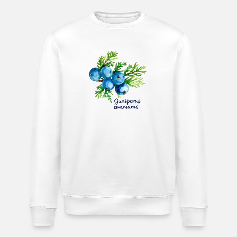 Juniperus communis - botanische Illustration - Stanley/Stella Unisex Bio-Sweatshirt ROLLER - Weiß