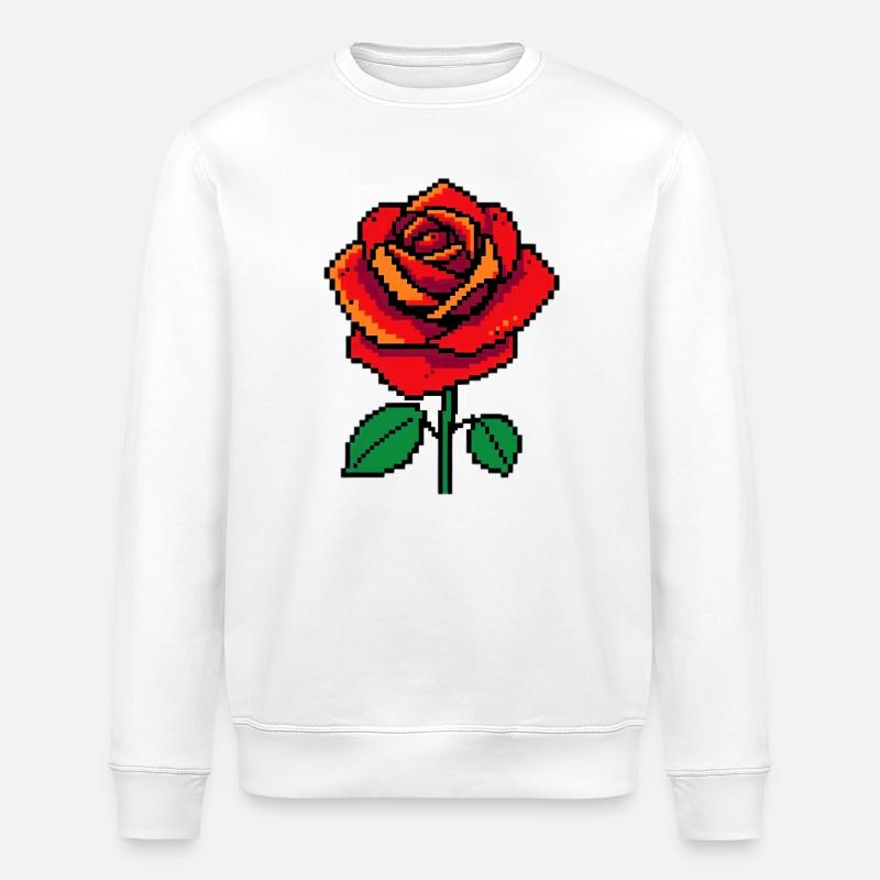 Rose Pixel - Stanley/Stella ROLLER Unisex Organic Sweatshirt - white