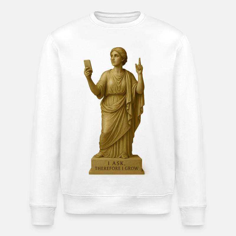 Antike Philosophenstatue mit Botschaft - Stanley/Stella Unisex Bio-Sweatshirt ROLLER - Weiß