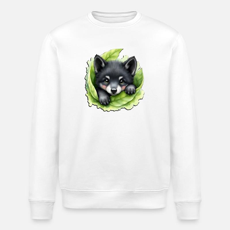 Chiot loup sur le vert - Sweat bio ROLLER Stanley/Stella Unisexe - blanc