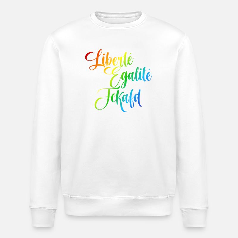 Regenbogen Liberté Égalité Fraternité - Stanley/Stella Unisex Bio-Sweatshirt ROLLER - Weiß