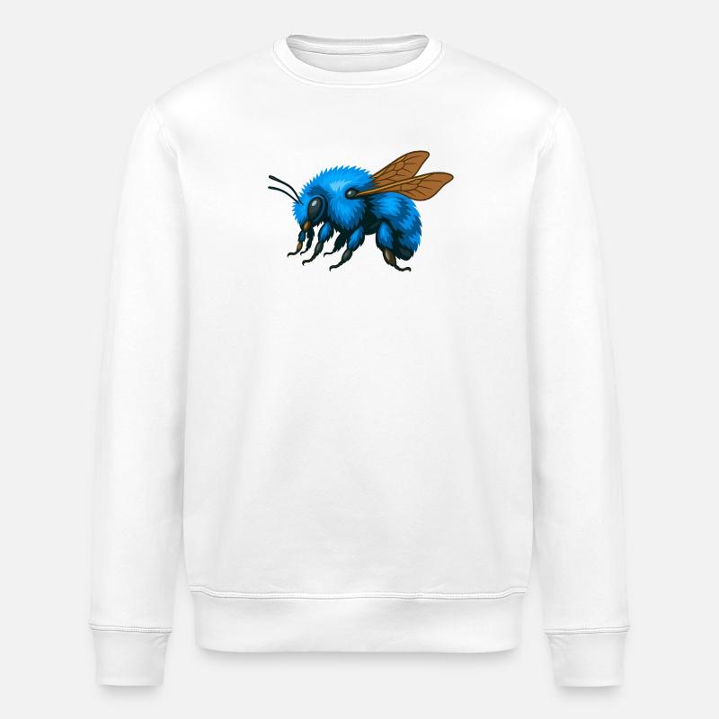 Bourdon bleu à gauche - Sweat bio ROLLER Stanley/Stella Unisexe - blanc