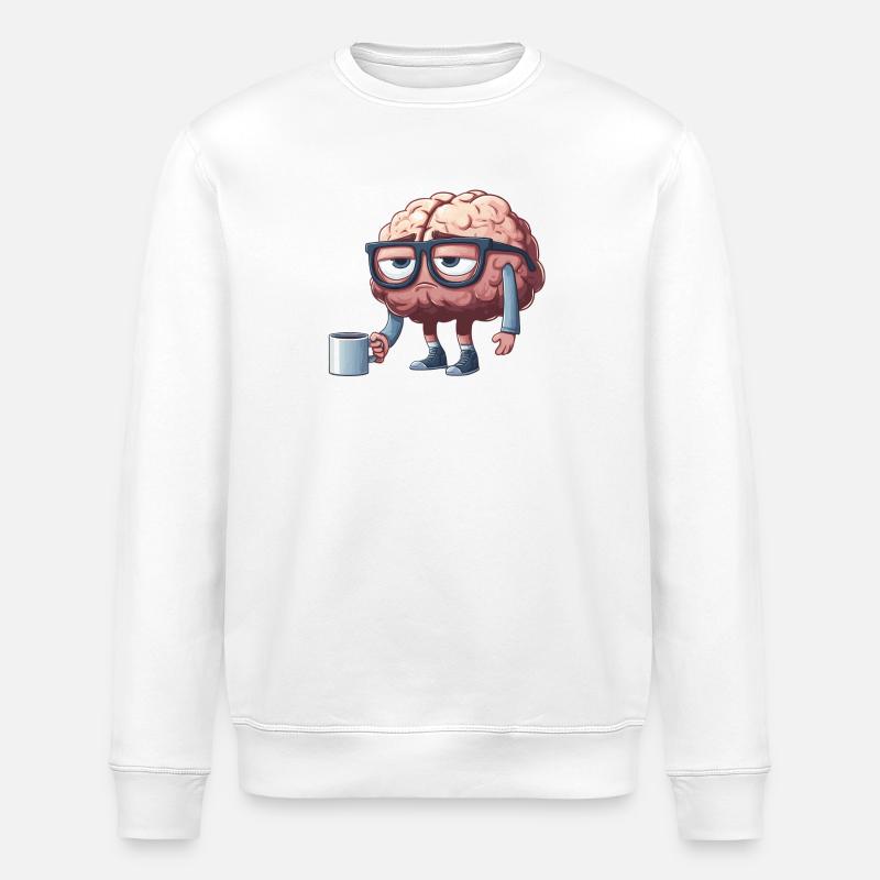 Breloque cérébrale décontractée avec café - Sweat bio ROLLER Stanley/Stella Unisexe - blanc