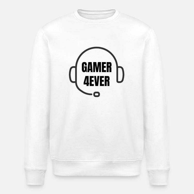 Gamer 4ever – Minimalistisches Gaming-Headset - Stanley/Stella Unisex Bio-Sweatshirt ROLLER - Weiß