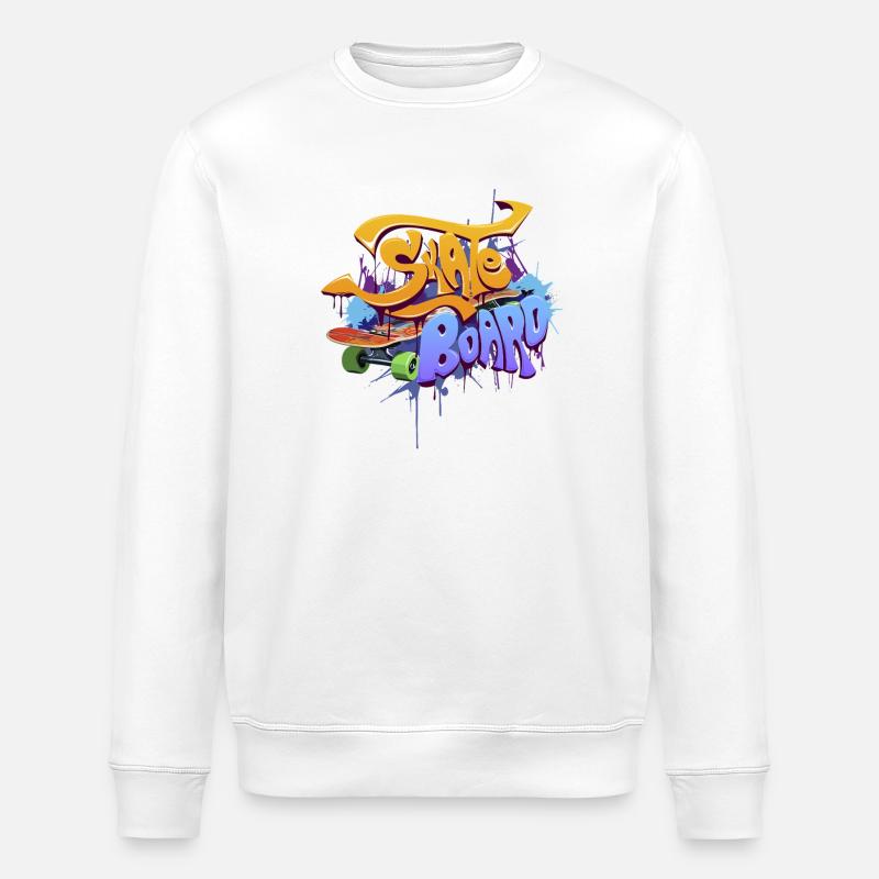 Graffiti Skate Board Design - Stanley/Stella ROLLER Unisex Organic Sweatshirt - white