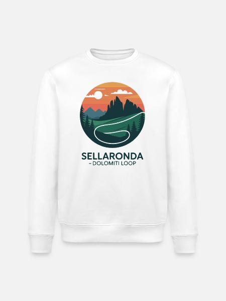 Sellaronda Dolomiti Loop Cycling Art - Stanley/Stella ROLLER Unisex Organic Sweatshirt - white