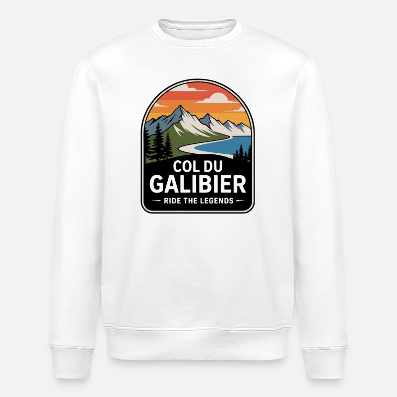 Col du Galibier Cycling Panel - Stanley/Stella ROLLER Unisex Organic Sweatshirt - white