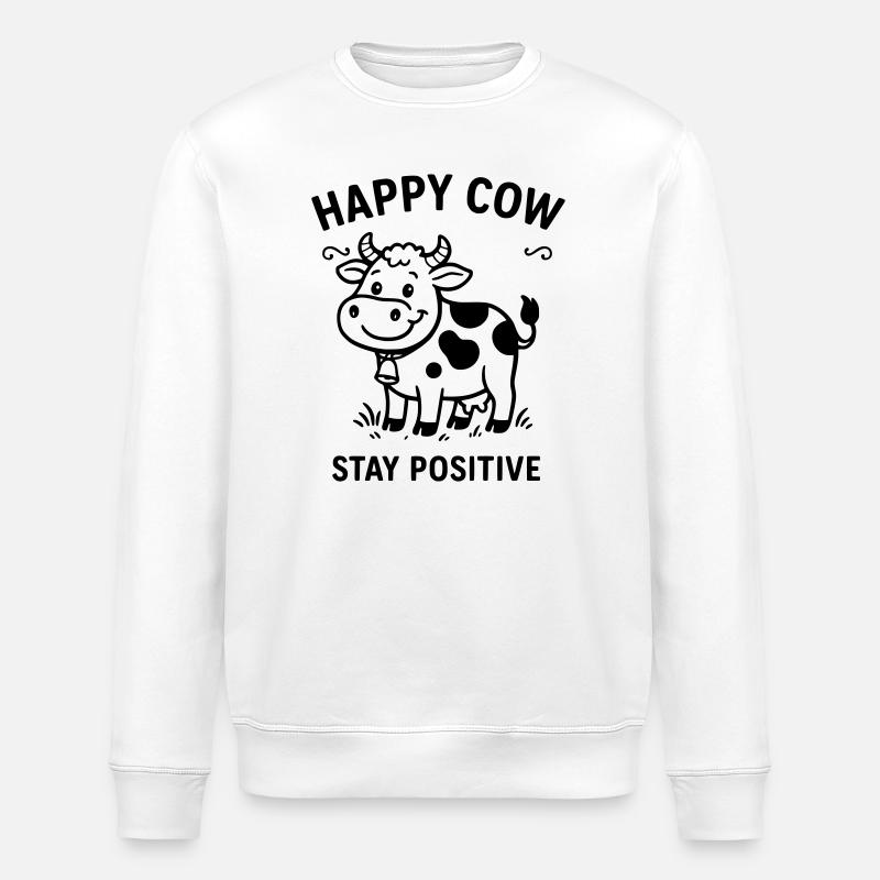 Vache heureuse - Sweat bio ROLLER Stanley/Stella Unisexe - blanc