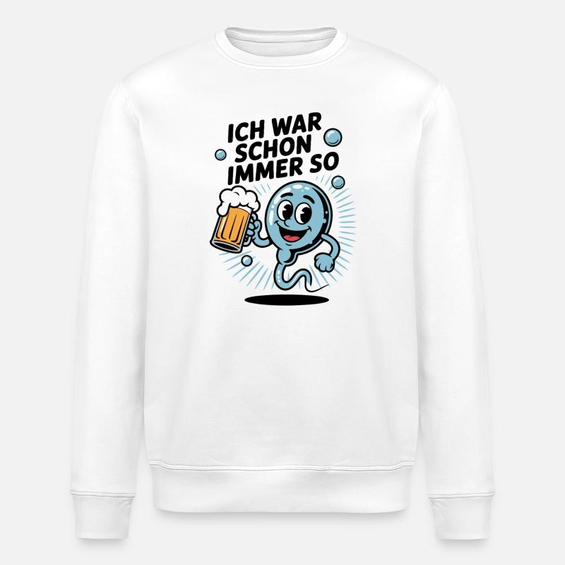 Lustiger Spruch Spermium mit Bierglas - Stanley/Stella Unisex Bio-Sweatshirt ROLLER - Weiß