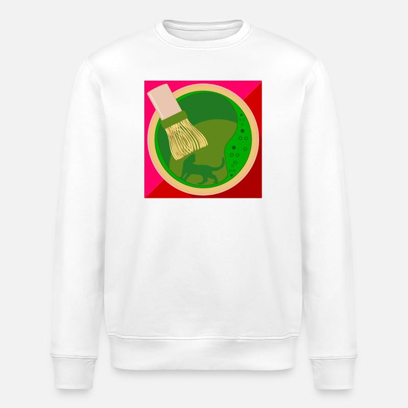Cat Matcha Green Tea - Stanley/Stella ROLLER Unisex Organic Sweatshirt - white