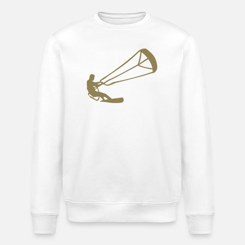 Kitesurfer Silhouette Kiteboarding Adrenalin Sport - Stanley/Stella Unisex Bio-Sweatshirt ROLLER - Weiß