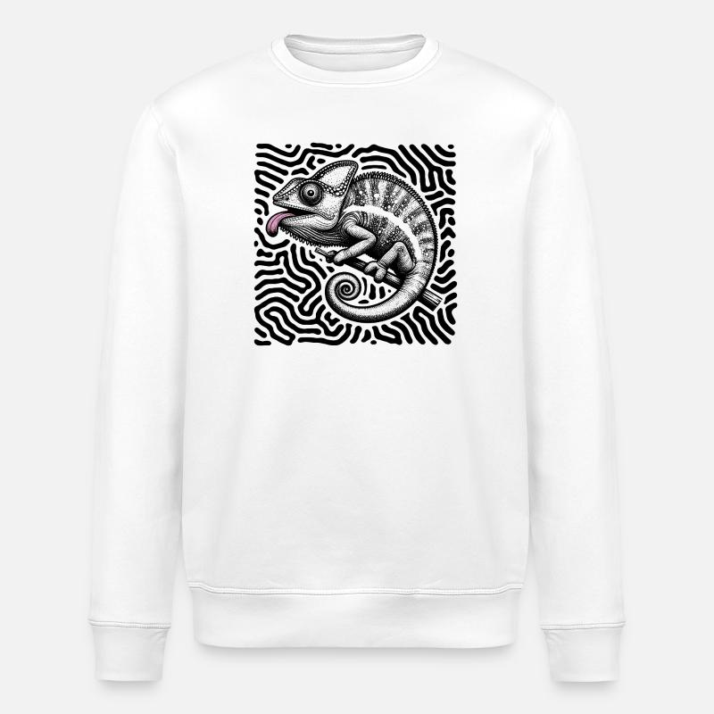 Chamäleon Psychedelisches Labyrinth Kunst - Stanley/Stella Unisex Bio-Sweatshirt ROLLER - Weiß