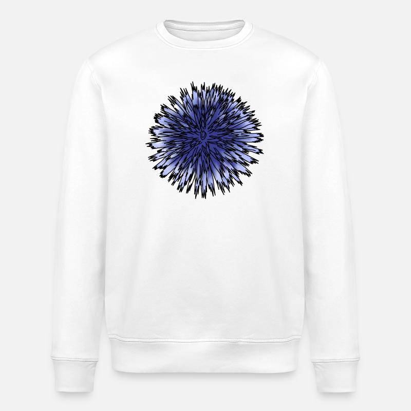 Blue Thistle Flower - Stanley/Stella ROLLER Unisex Organic Sweatshirt - white