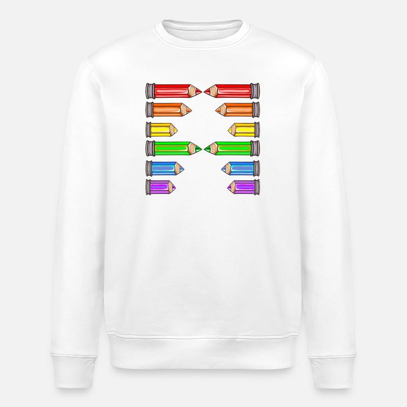 LETTER A NAME SCHOOL CRAYONS - Stanley/Stella ROLLER Unisex Organic Sweatshirt - white