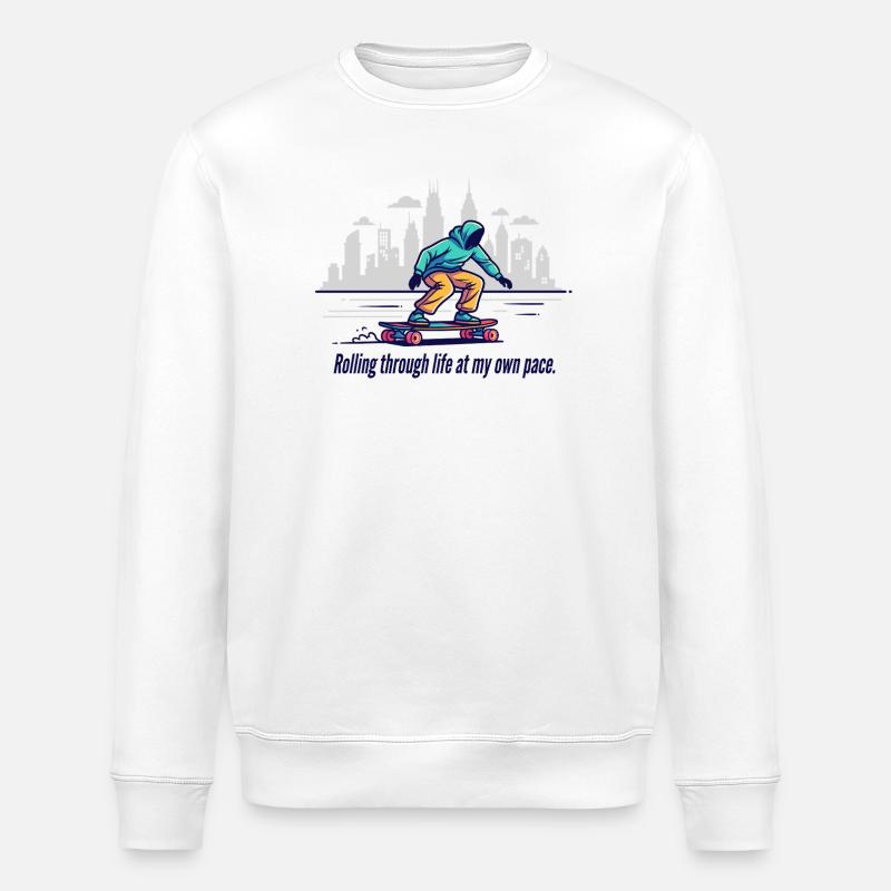 Rolling Through Life - Stanley/Stella Unisex Bio-Sweatshirt ROLLER - Weiß