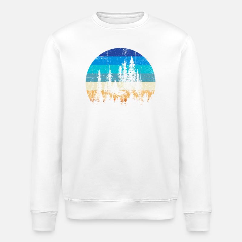 Sunset Forest Silhouette Print - Stanley/Stella Unisex Bio-Sweatshirt ROLLER - Weiß
