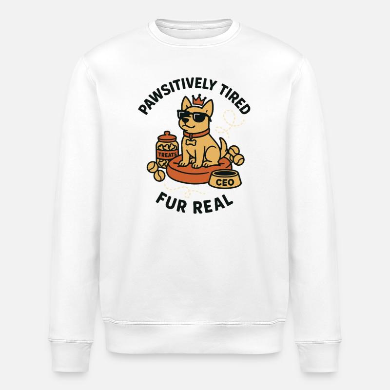 Dogboss mit Sonnenbrille und Krone - Stanley/Stella Unisex Bio-Sweatshirt ROLLER - Weiß