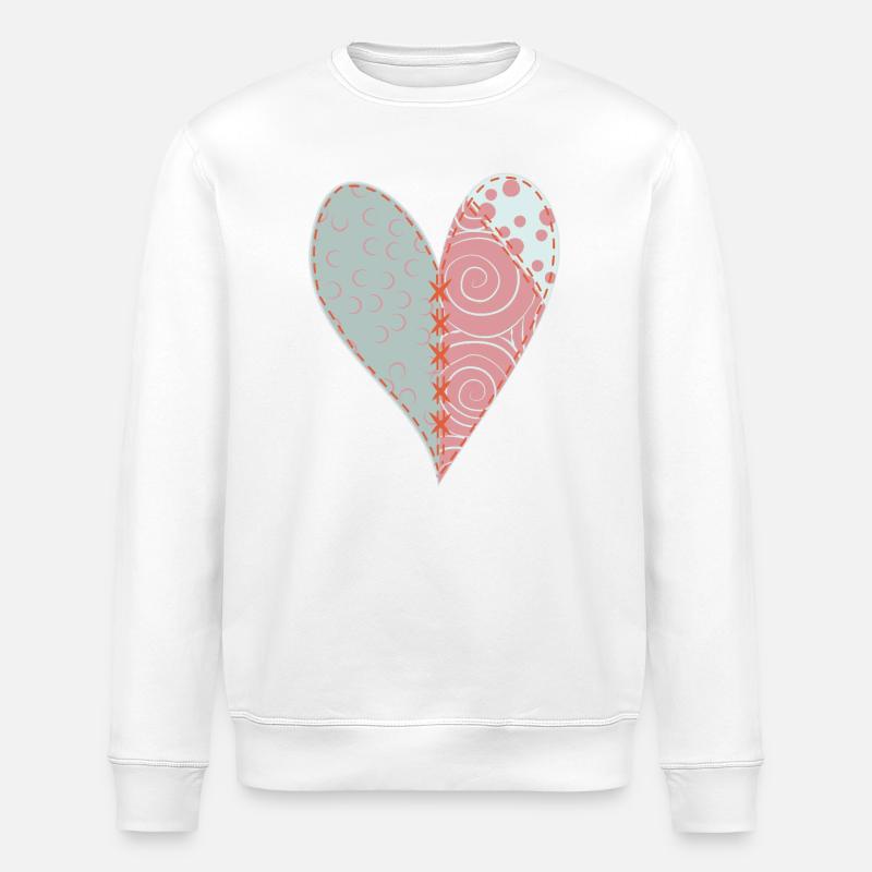 Coeur Patchwork No3 - Sweat bio ROLLER Stanley/Stella Unisexe - blanc