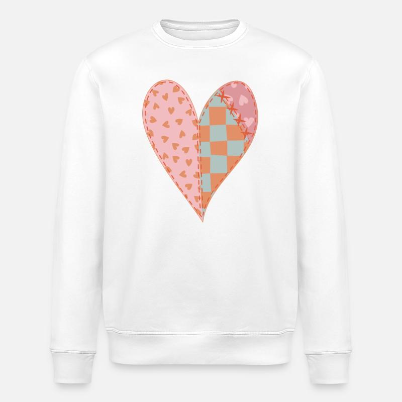 Patchwork Heart No2 - Stanley/Stella ROLLER Unisex Organic Sweatshirt - white