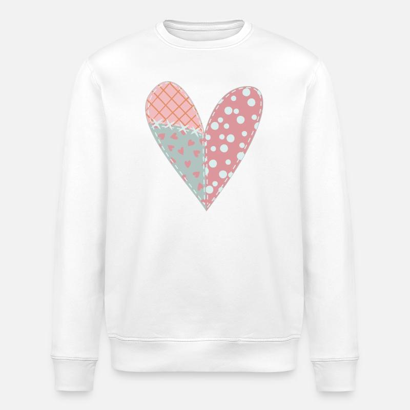 Coeur Patchwork No6 - Sweat bio ROLLER Stanley/Stella Unisexe - blanc