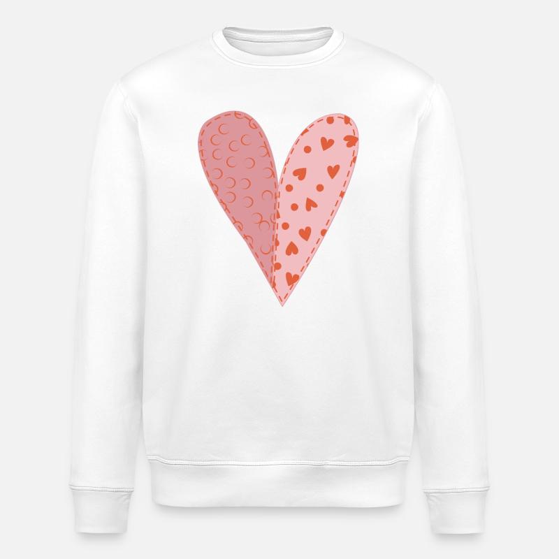 Patchwork Heart No9 - Stanley/Stella ROLLER Unisex Organic Sweatshirt - white