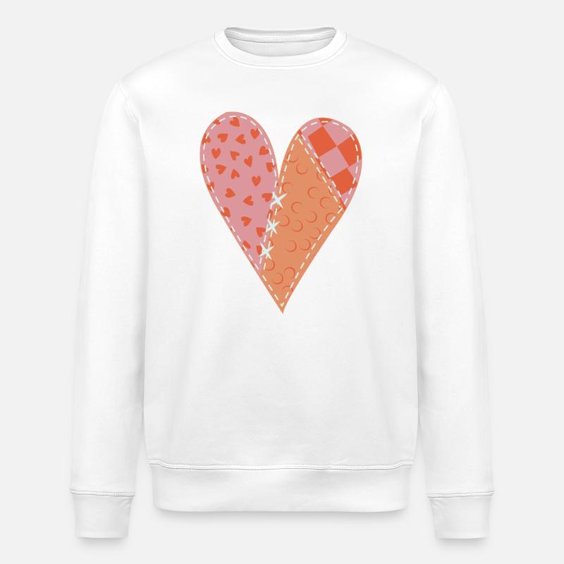 Patchwork Heart No10 - Stanley/Stella ROLLER Unisex Organic Sweatshirt - white