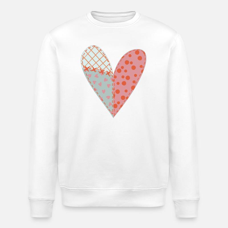 Patchwork Heart No11 - Stanley/Stella ROLLER Unisex Organic Sweatshirt - white