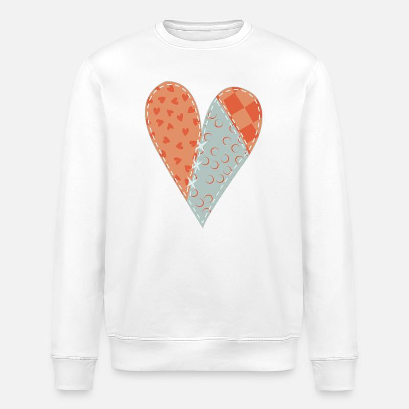 Coeur Patchwork No12 - Sweat bio ROLLER Stanley/Stella Unisexe - blanc