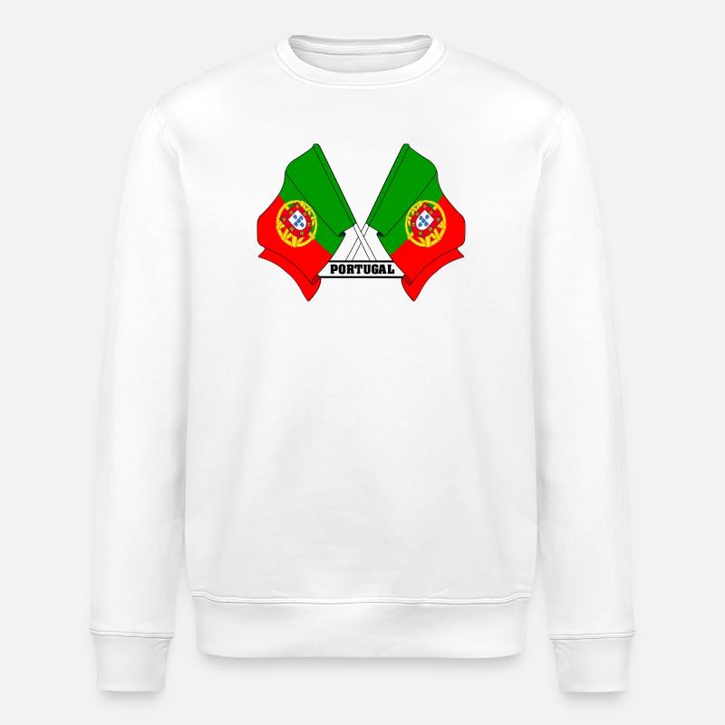 Drapeaux portugais croisés avec texte - Sweat bio ROLLER Stanley/Stella Unisexe - blanc