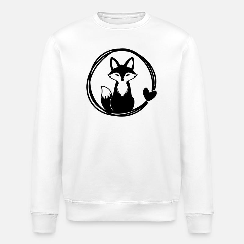 Süßer Fuchs im Herz-Kranz - Stanley/Stella Unisex Bio-Sweatshirt ROLLER - Weiß