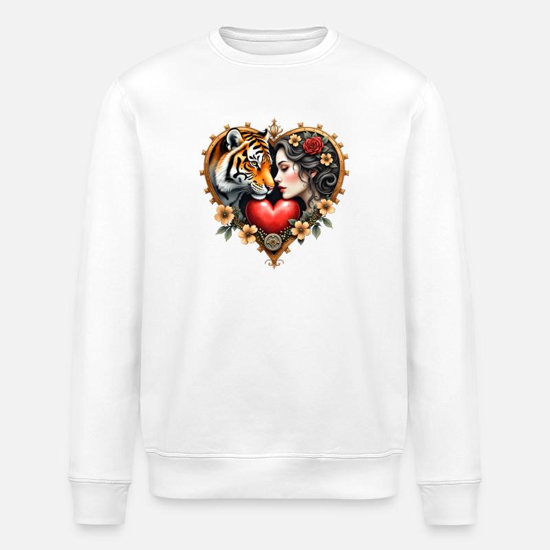 Dschungel Herz & Liebe Tattoo - Stanley/Stella Unisex Bio-Sweatshirt ROLLER - Weiß
