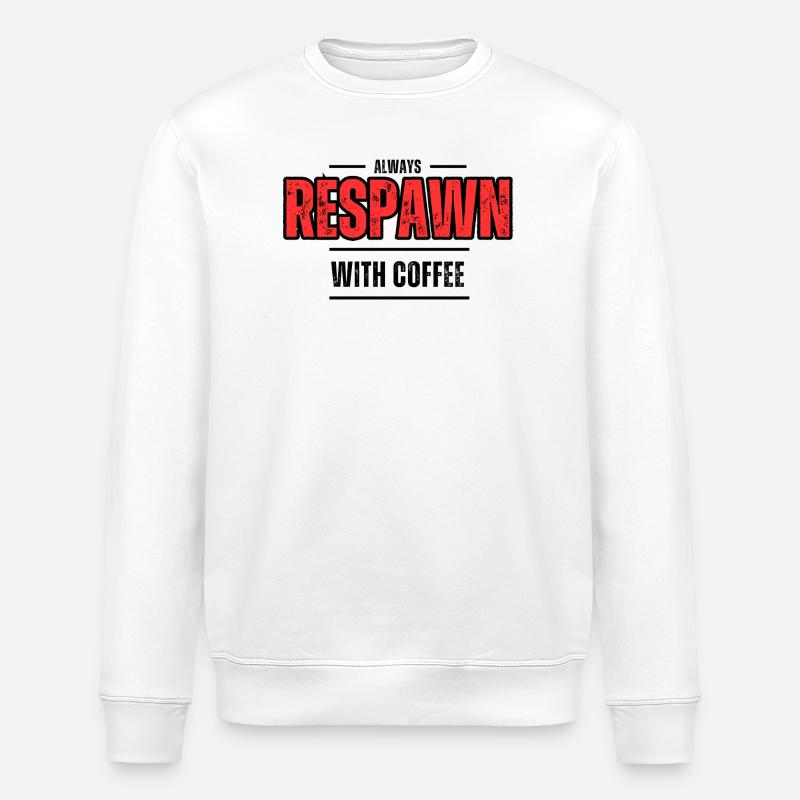 Always Respawn With Coffee – Gamer Café - Sweat bio ROLLER Stanley/Stella Unisexe - blanc