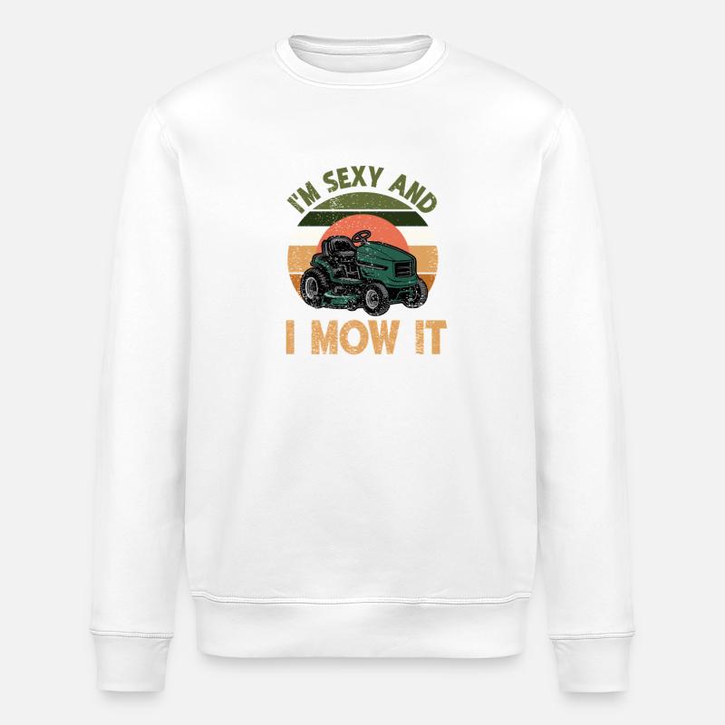 Lustiges Mähtraktor Design - Stanley/Stella Unisex Bio-Sweatshirt ROLLER - Weiß