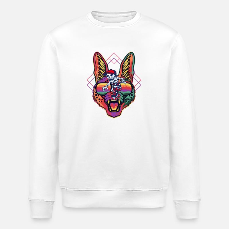 Chat néon pharaonique - Sweat bio ROLLER Stanley/Stella Unisexe - blanc