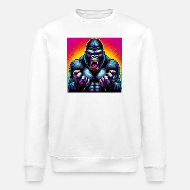 gorilla - Stanley/Stella ROLLER Unisex Organic Sweatshirt - white