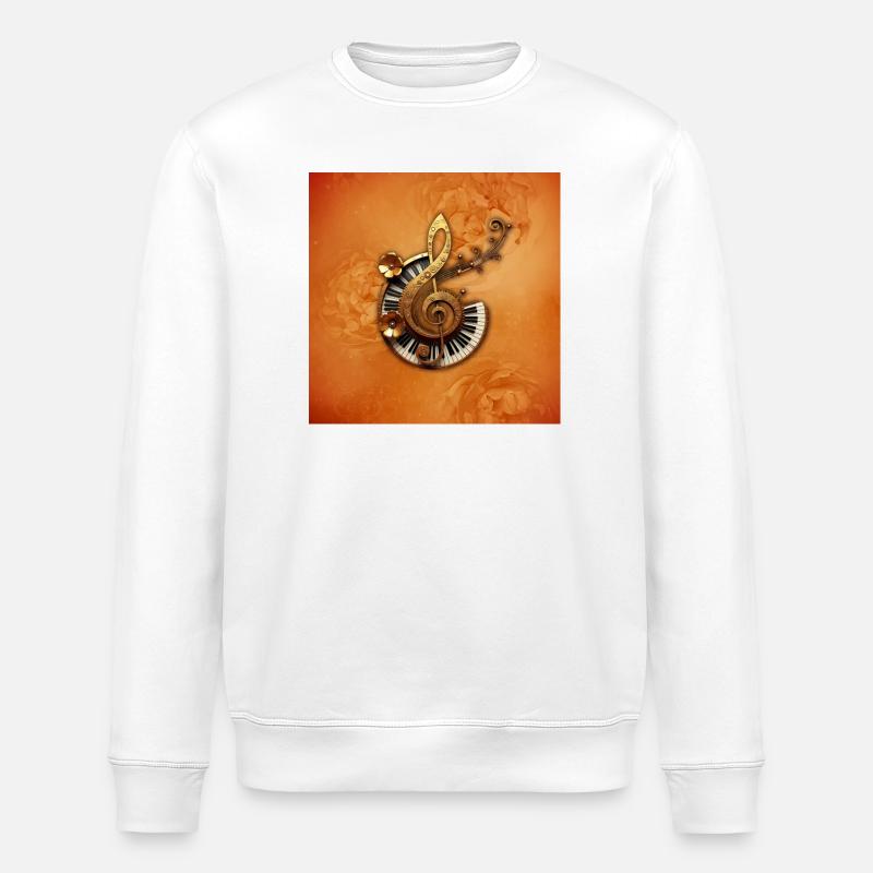 Abstract Musical Style with Florals - Stanley/Stella ROLLER Unisex Organic Sweatshirt - white