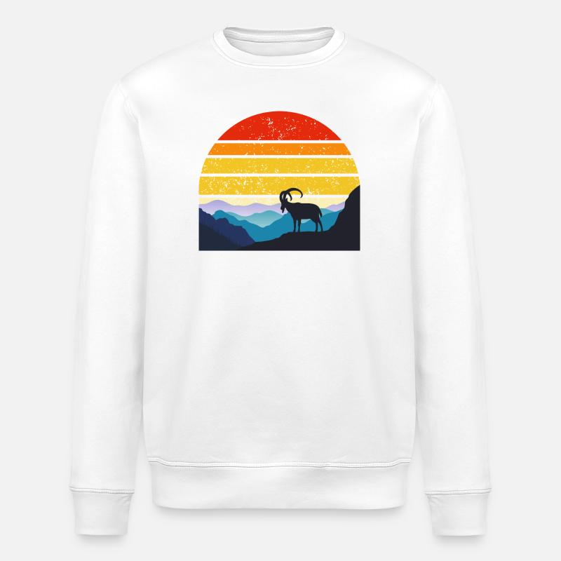 Mountain sunset with ibex - Stanley/Stella ROLLER Unisex Organic Sweatshirt - white