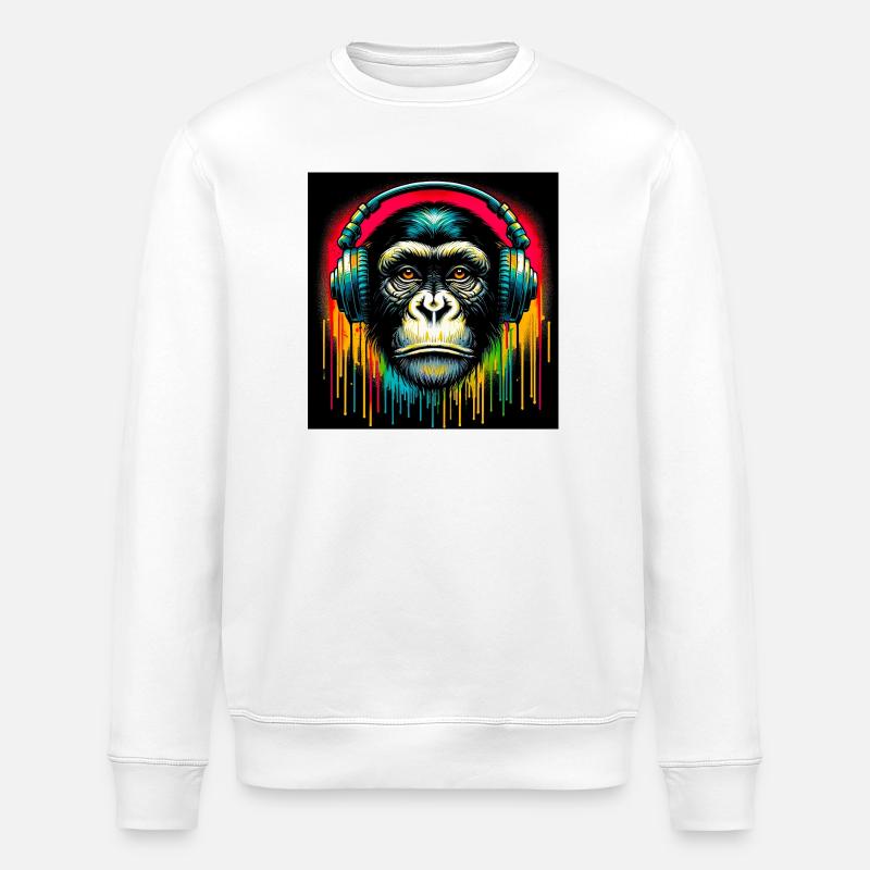 Schimpansen-Affe - Stanley/Stella Unisex Bio-Sweatshirt ROLLER - Weiß