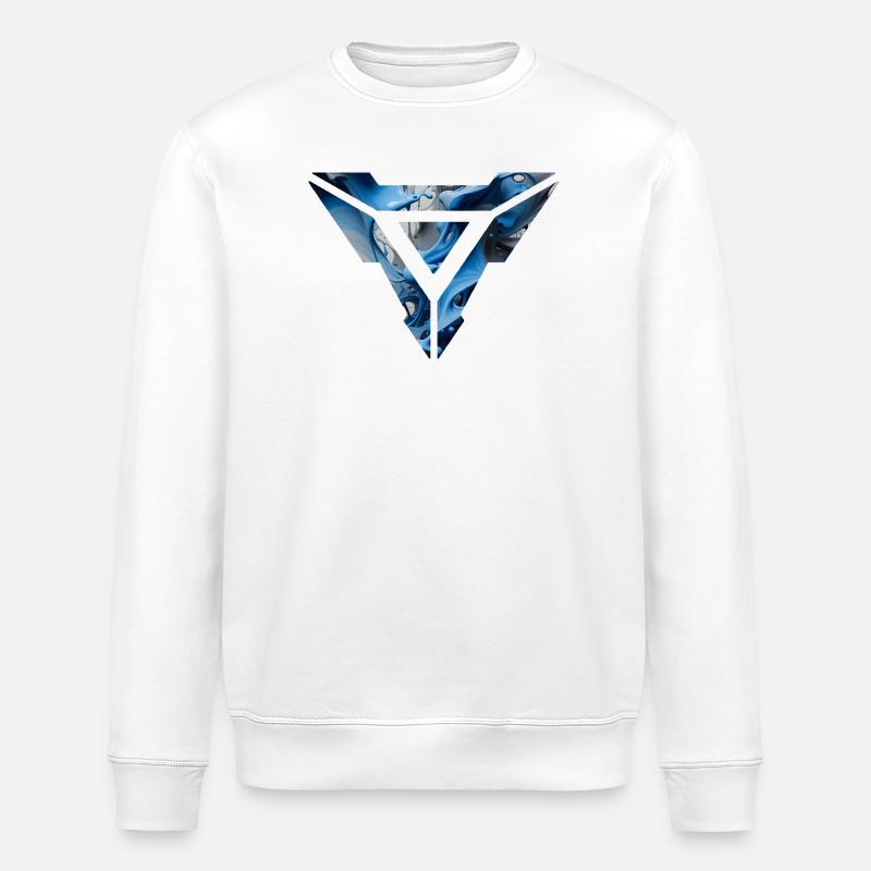 Abstract Blue Fluid Triangular Design - Stanley/Stella ROLLER Unisex Organic Sweatshirt - white