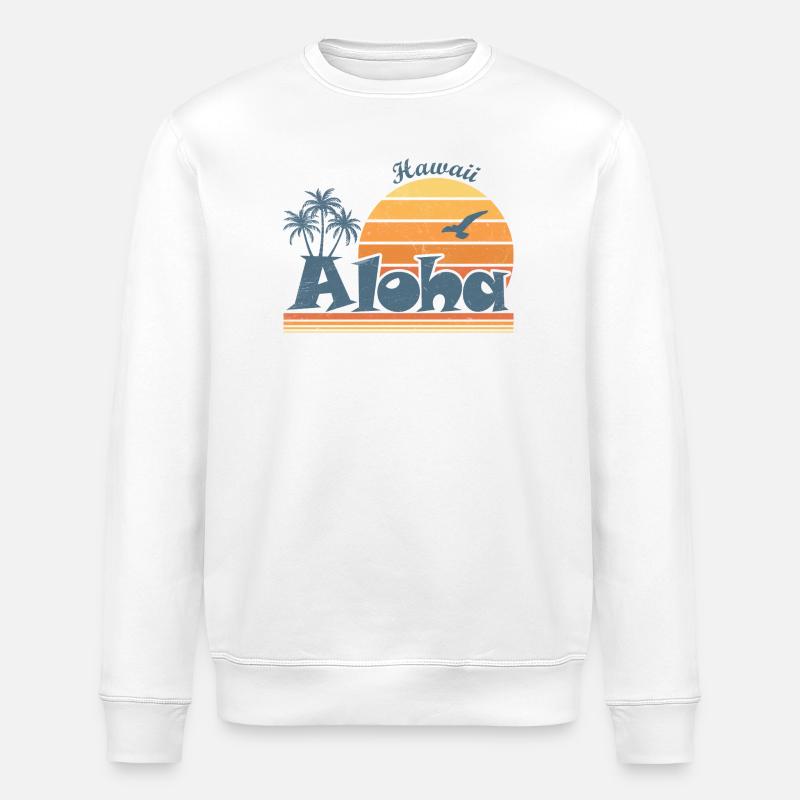 Hawaiian Sunset Aloha Design - Stanley/Stella ROLLER Unisex Organic Sweatshirt - white