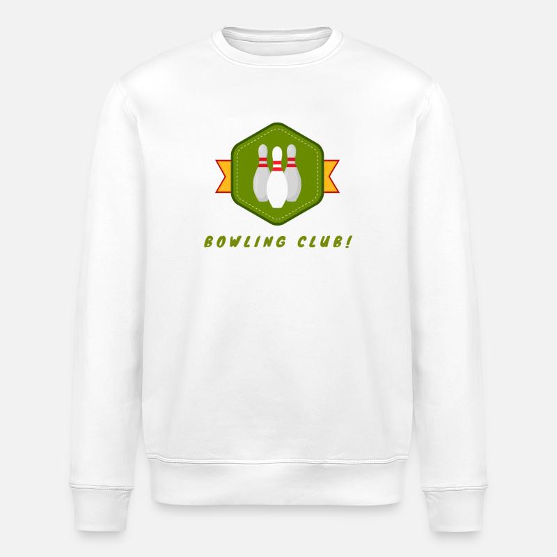 Retro Bowler Pin Abzeichen Design - Stanley/Stella Unisex Bio-Sweatshirt ROLLER - Weiß