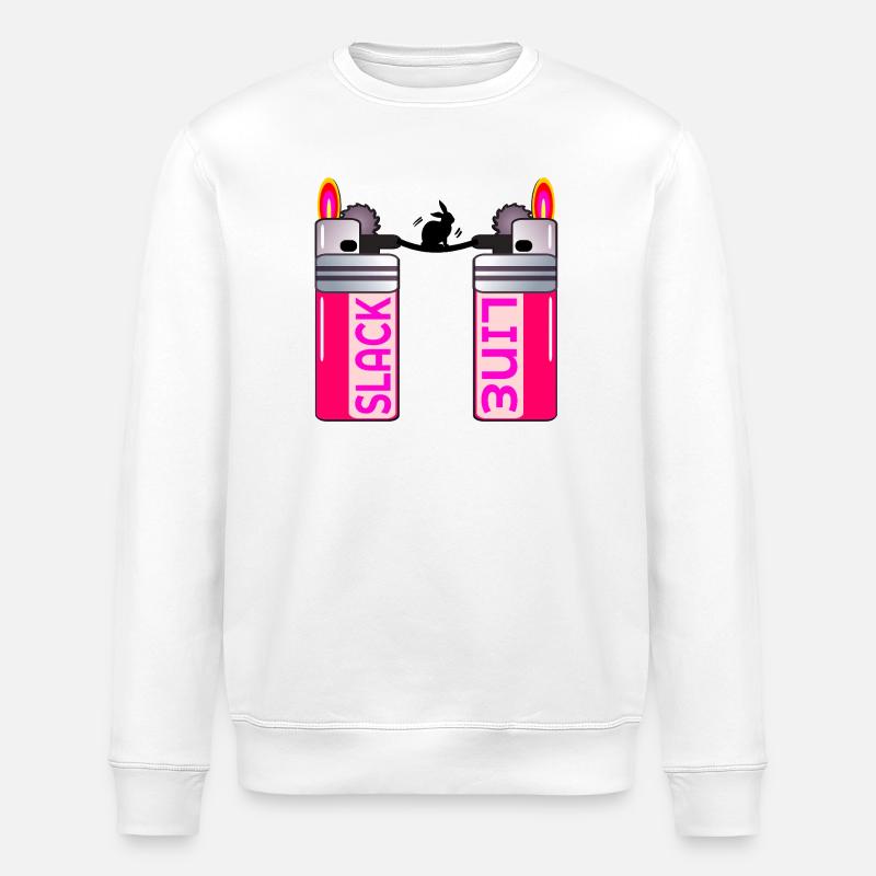 RABBIT SLACKLINING LIGHTER - Stanley/Stella ROLLER Unisex Organic Sweatshirt - white