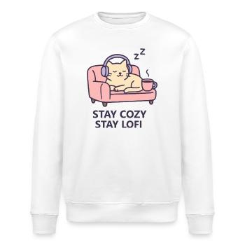 Lofi Cat Hoodie – Stay Cozy Stay Lofi Vibes - Stanley/Stella Unisex Bio-Sweatshirt ROLLER - Weiß - Vorne - Nik (191cm)