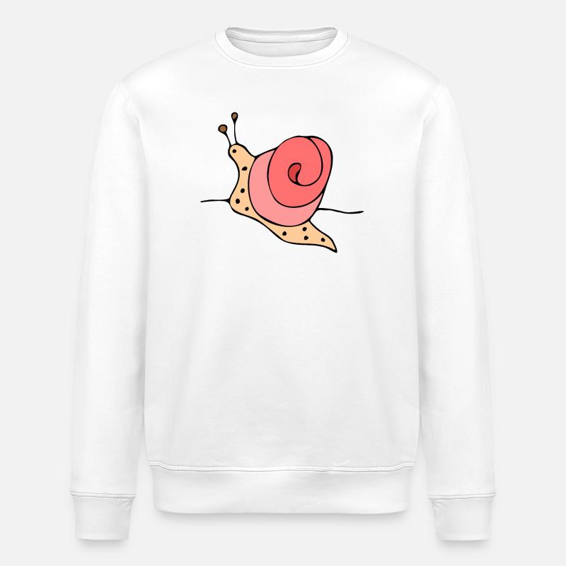 Stylized snail on pink background - Stanley/Stella ROLLER Unisex Organic Sweatshirt - white