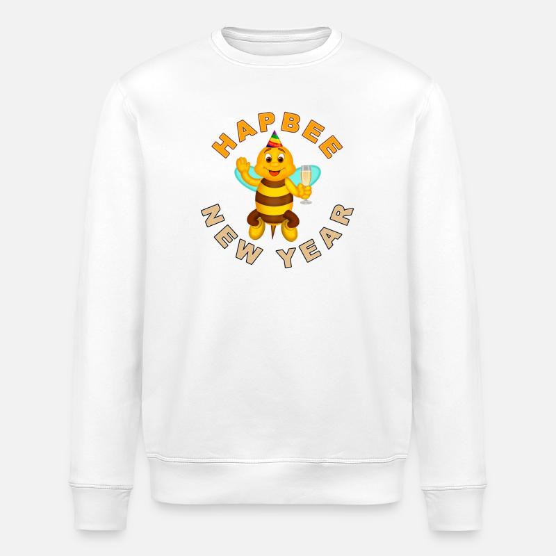 HAPBEE Neujahr mit Text 2 - Stanley/Stella Unisex Bio-Sweatshirt ROLLER - Weiß