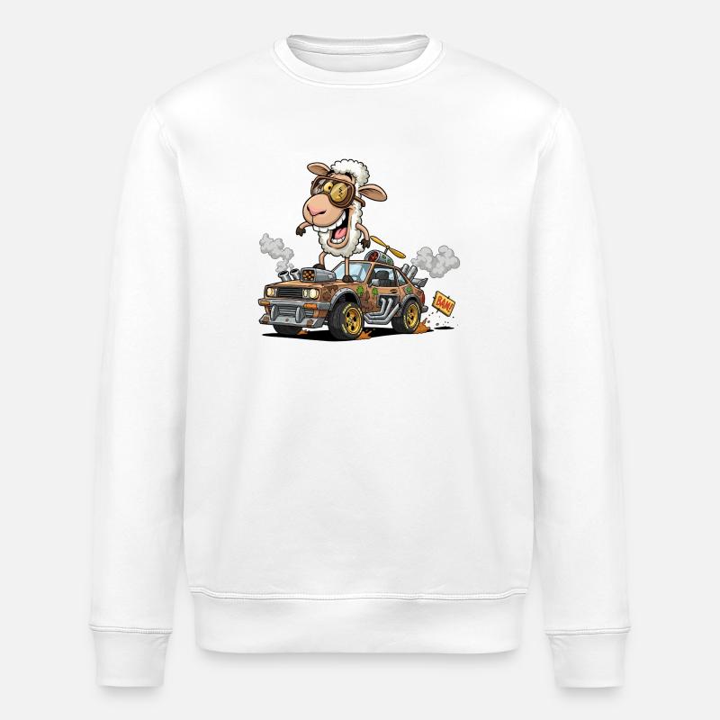 Lama Racer mit Steampunk Ausrüstung - Stanley/Stella Unisex Bio-Sweatshirt ROLLER - Weiß