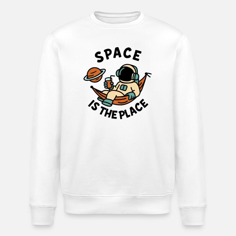 Space Explorer Astronaut Relaxing Design - Stanley/Stella ROLLER Unisex Organic Sweatshirt - white