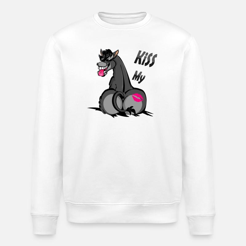Humorvoller Esel mit Lippenstift Kuss - Stanley/Stella Unisex Bio-Sweatshirt ROLLER - Weiß